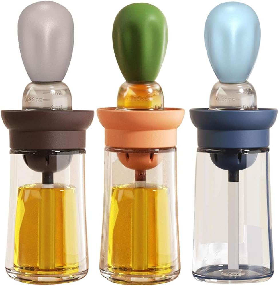 3 Pack 2 1 180ml, T-OB21 TINMIX Oil Dispenser with Brush - IN Olive Oil Dispensing Bottle with Basting Brush