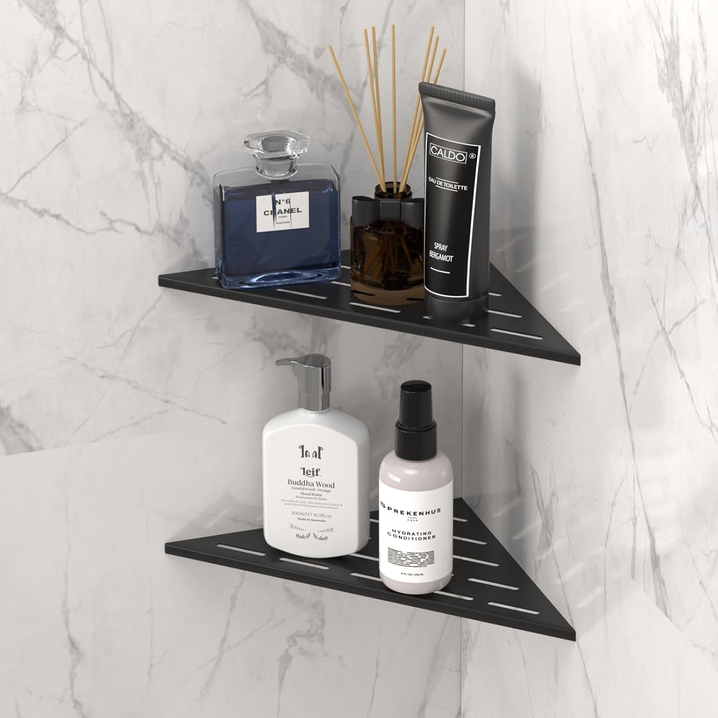 2 Pack 10", SUS304 DAYONE Matte Black Corner Shower Shelf Bathroom Corner Shower Organizer Shelf for Tiled Wall