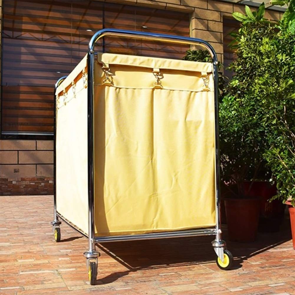 Trolley Movable Carts, Kitchen Storage Hand Trucks, Heavy-Duty Rolling Wheels Cart For Laundry Hamper Sorter, Home Stainless Steel Trolley With Movable Bags/Yellow/Setx2 (Yellow Setx2) (Yellow Setx1)