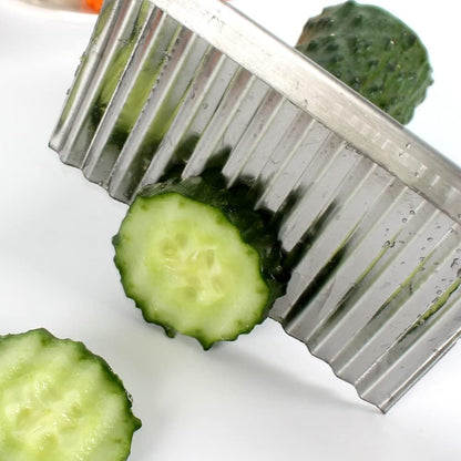 2 PACK French Fry Crinkle Cutter, Wavy Potato Slicer, Vegetable Chopper Knife for Home Kitchen