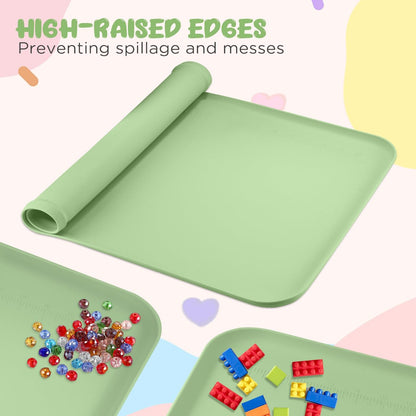 YAMJUG Silicone Mat for Crafts, 24" x 16" Painting Art Mat for Kids with Raised Edges, Silicone Paint Mats for Crafts, Clay, Jewelry-Making & Resin
