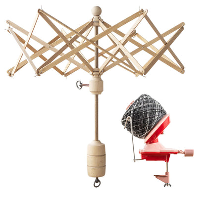 Knit Picks Yarn Winding Bundle - Yarn Ball Winder (Red) and Birch Wooden Yarn Swift