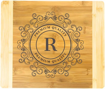 Premium Natural Two Tone Bamboo Cutting Board, 13.5" x 11.5", Thick Sturdy Reversible Serving Tray