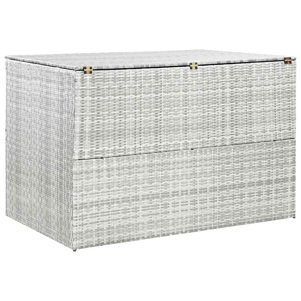 RCODSSK Poly Rattan Patio Storage Box Light Gray 59.1x39.4x39.4 Inches with Zipped Closure PE Liner, Outdoor Storage Chest for Cushions Pillows Blankets Towels, Powder-Coated Steel Frame