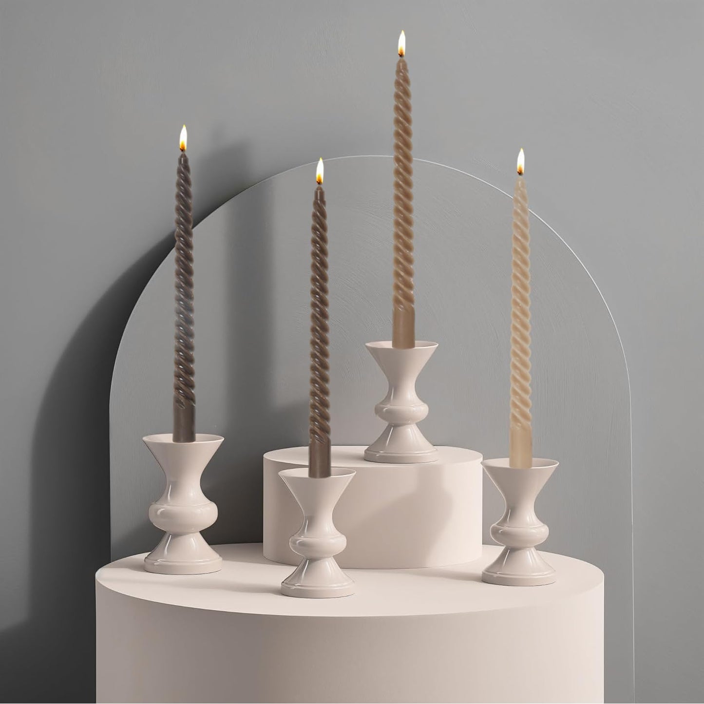 MAITREYA Burgundy Taper Candles Conical Stick Candles Spiral Taper Candles-Set of 4 for Decoration Weddings Party Church-Unscented Dripless Candles,10inch(C-Burgundy)