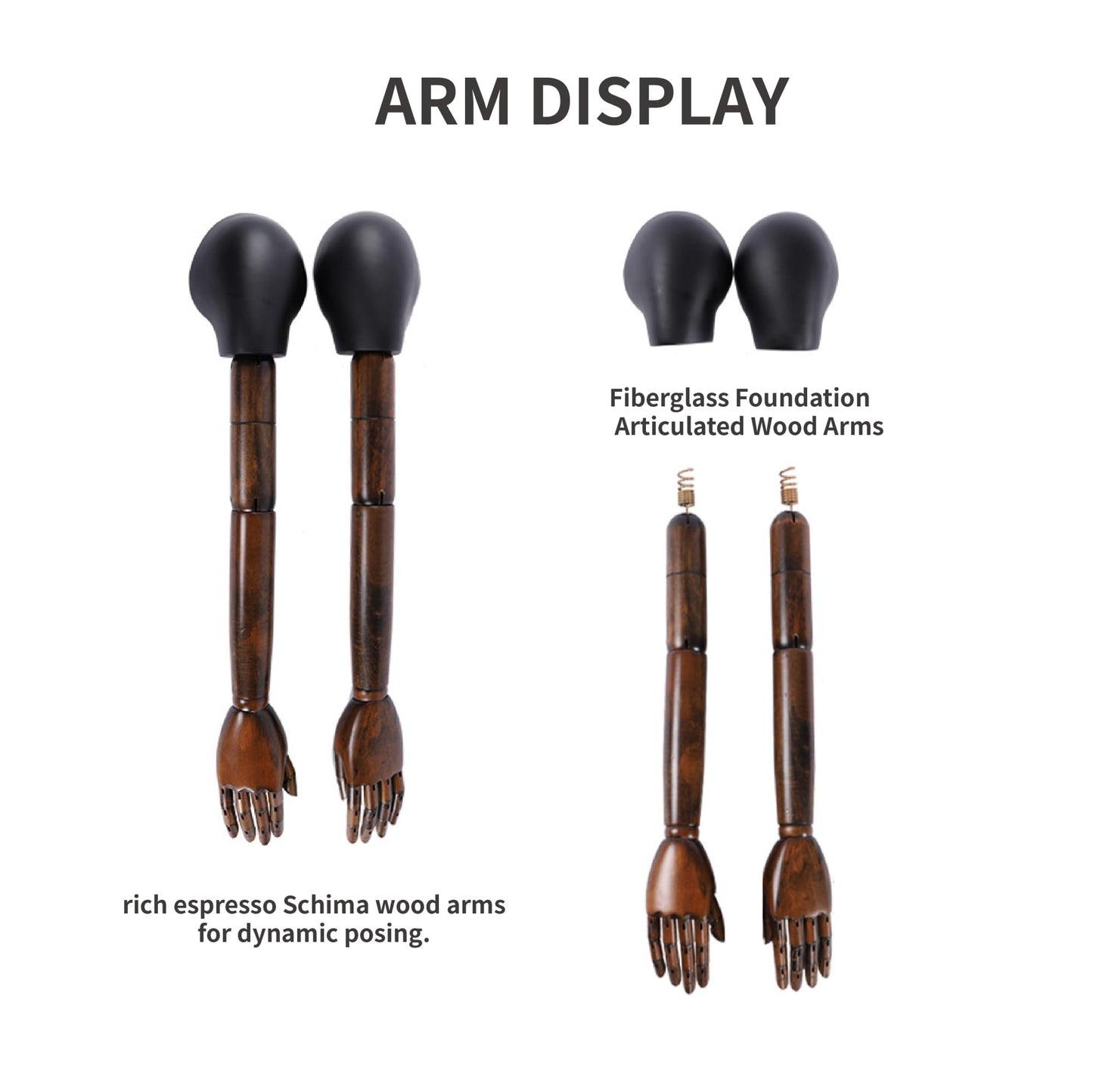 Male Mannequin with Articulated Wood Arms, Premium Fiberglass Dress Form with Linen Torso, Heavy Duty Stainless Steel Base, Flexible Display Dummy for Retail Store & Tailoring(Brown,Straight Leg)