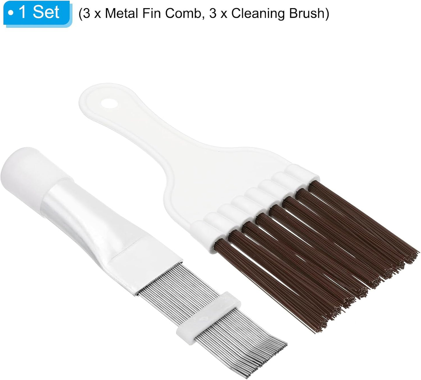 PATIKIL Air Conditioner Fin Comb, 3 Set Stainless Steel Condenser Fin Straightener & Cleaning Brush