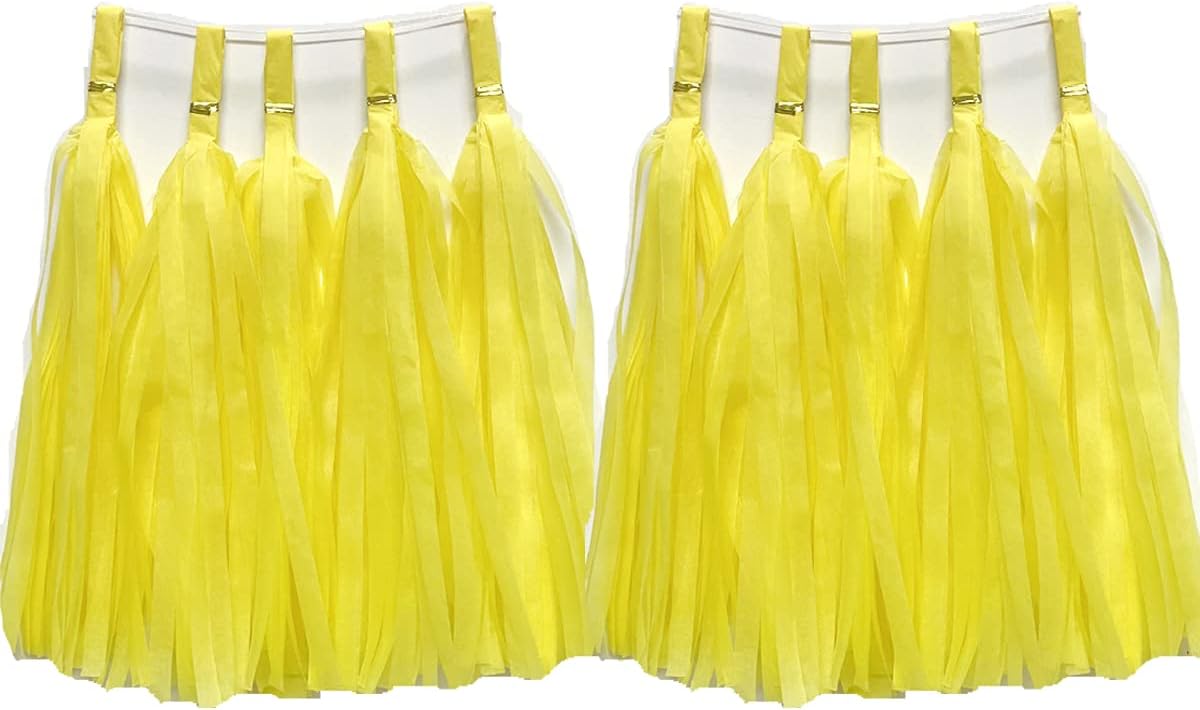 Tissue Paper Tassels Garland Banner Table Decor, Wedding Birthday Baby Shower Party Decorations Supplies (20, Yellow)