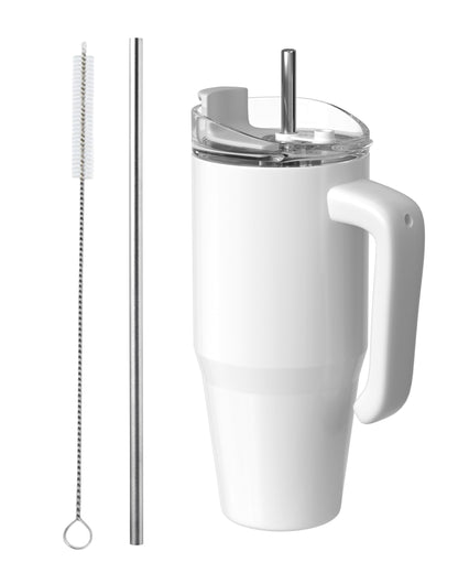 ZREGGUR 1pcs 20oz Sublimation Tumbler with Handle,Stainless Steel Tumbler with Lid and Straw &Brush Double Wall Vacuum Reusable Sports Water Bottle with Handle Travel Coffee Mug