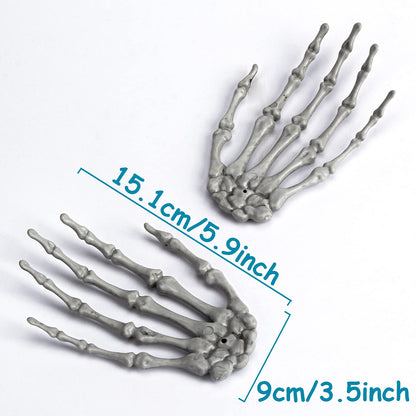 5 Pairs Halloween Skeleton Hands Realistic Plastic Fake Human Hands for Halloween Zombie Party Terror Scary Props