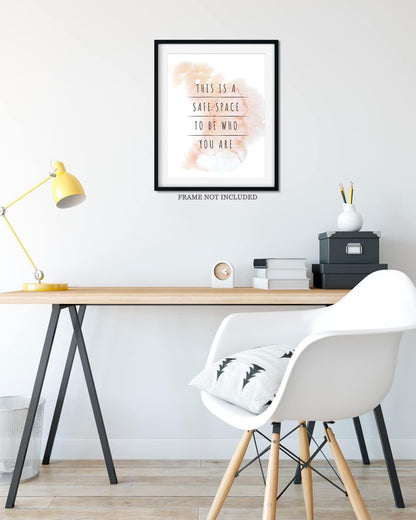 Govivo Therapist Office Decor, This Is A Safe Space Wall Art for School Counselor, 11x14 Unframed Print
