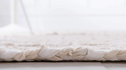 Unique Loom Braided Chindi Collection Area Rug - Layer, Ivory/Beige (2' x 3' 1" Rectangle)