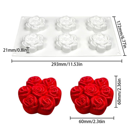 mostsom 3D Hamster Shape Silicone Mold Cake Baking Molds for Dessert Cake Mousse Heart Shape Molds for Making Handmade Soap Making Chocolate Mould (C_ Flower Rose)