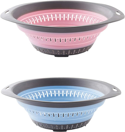 Collapsible Strainer/Colander Set of 2-Piece - 5 Quarts Food-Grade Silicone Kitchen Filter for Pasta, Veggies