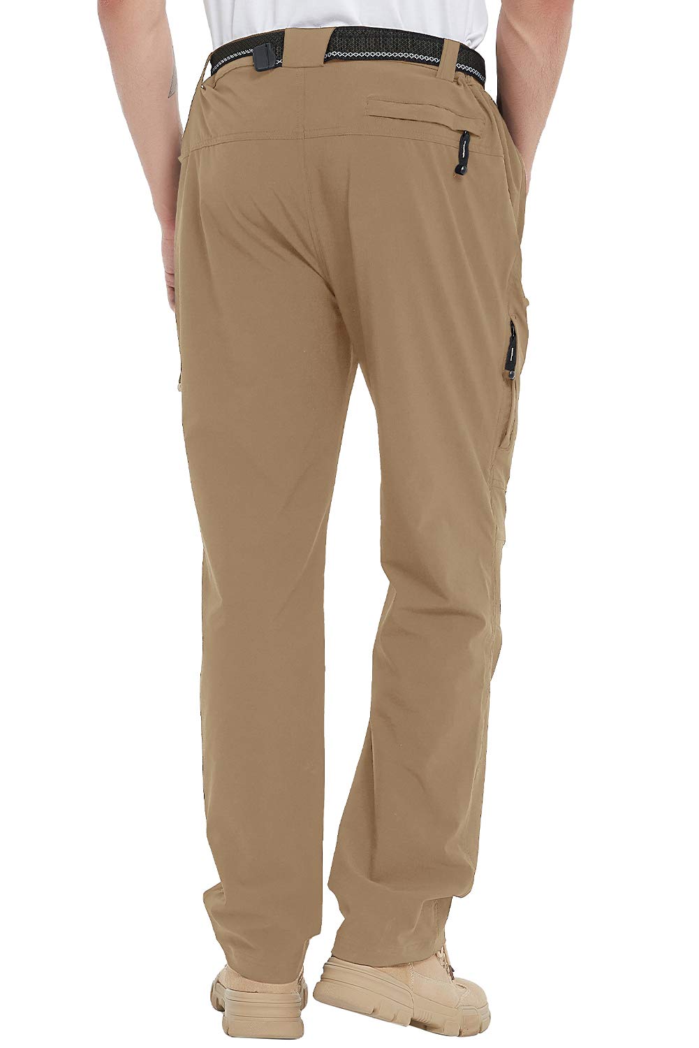 TBMPOY Men's Windproof Waterproof Athletic Pants for Outdoor Work Hiking Breathable Pants Thin Khaki L