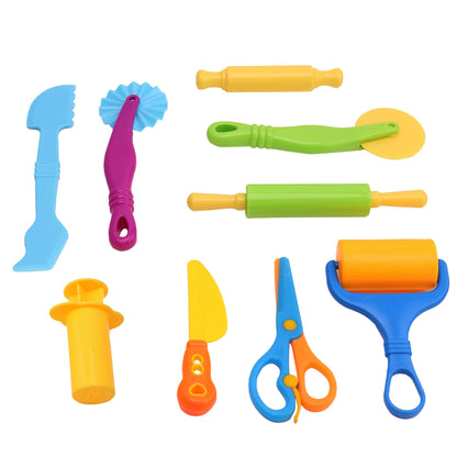 Inxens 9 PCS Craft Dough Tool Set for Kids, Modeling Clay Tools with Rolling Pin and Scissors, Dough Sculpting Accessories Kit for Toddlers, Arts & Crafts Supplies for Creative Play