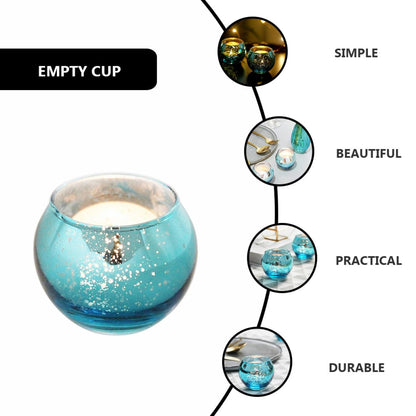 TOYANDONA Blue Speckled Glass Candle Holders 12pcs Set Small Round Decorative Votive Cups for Residential and Hospitality Table Centerpiece Décor