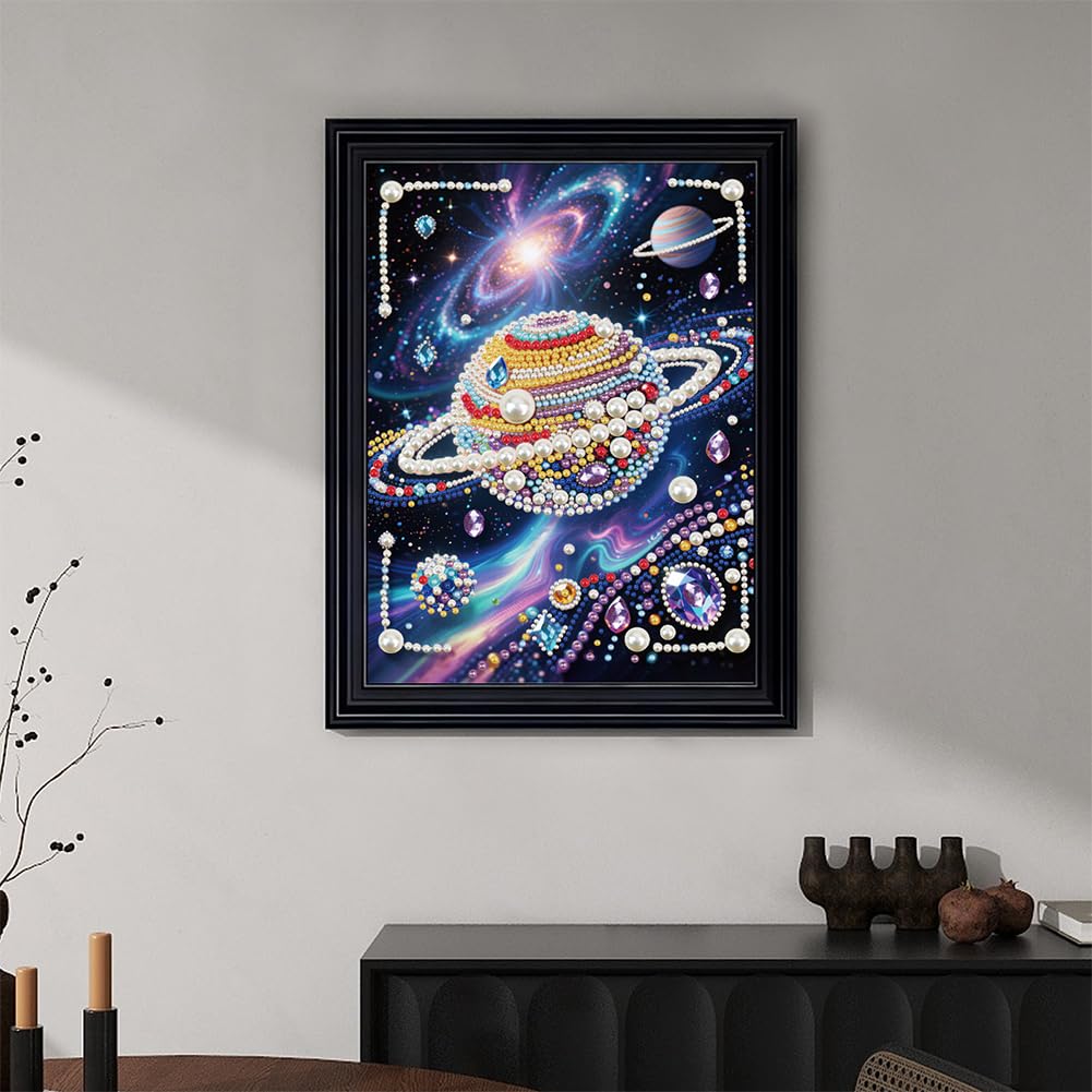 Kulvci Cosmic Plant DIY 5D Pearl Painting Kit, Scenery Painting Kit for Adults Beginner, Bead Art Kits All-Pearl Dot Painting for Wall Decor, Creative Stress Relief Gift Home Decor,12 × 16 inch