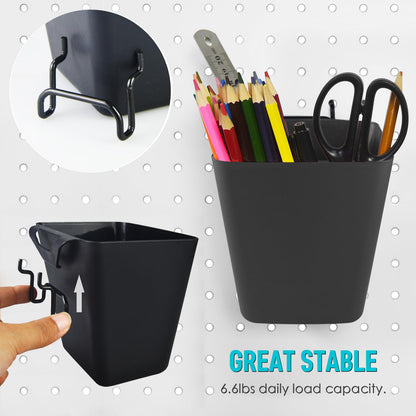 G.CORE Pegboard Bins Baskets Organizer with Peg Board Hooks Cups - 16 Pack Peg Accessories Fit 1/8" & 1/4" Pegs - Black Holders & Hangers for Garage Craftroom Tool Hanging Display Storage Organization