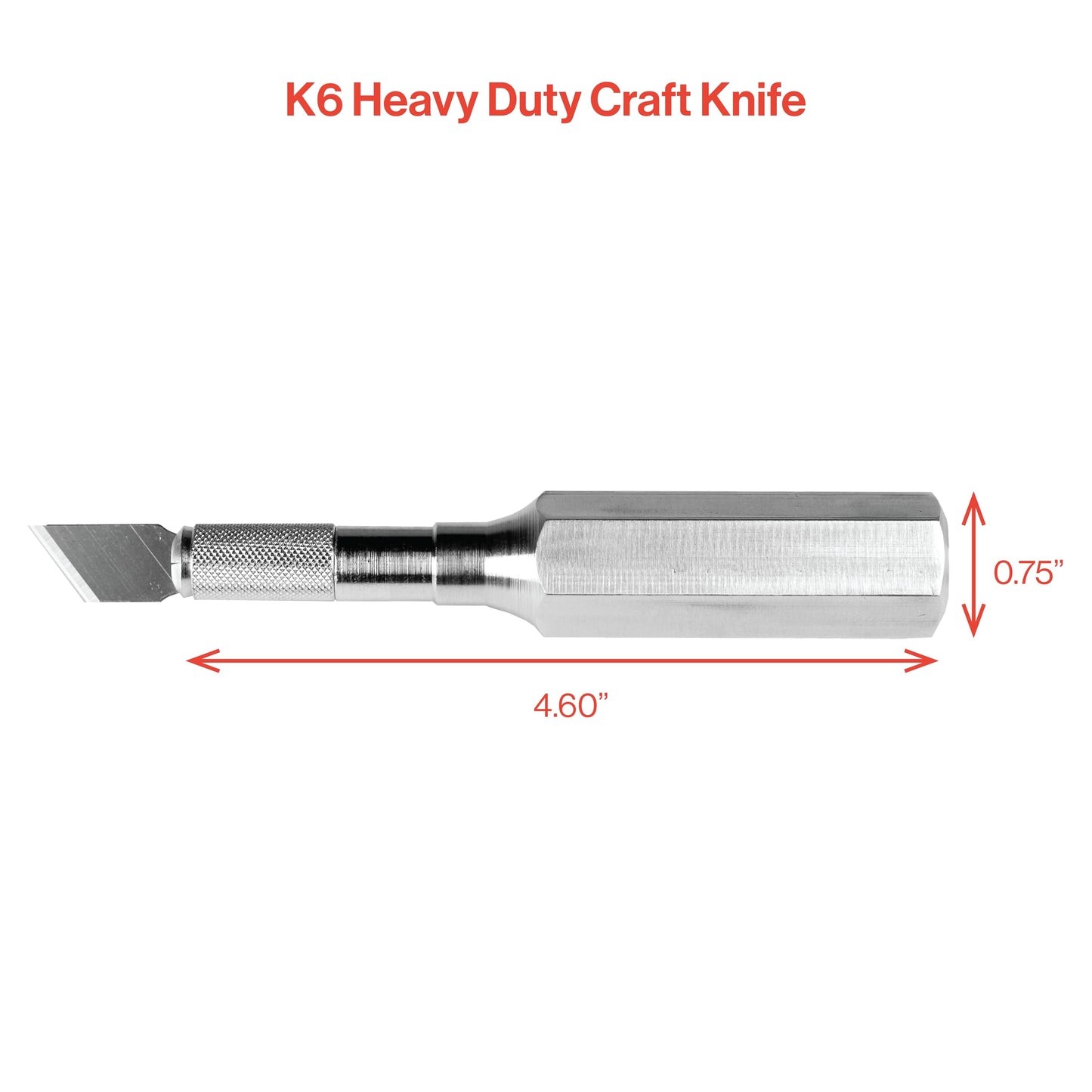 Excel Blades K6 Heavy-Duty Precision Knife – Hexagonal Metal Handle with Angled #19 Blade – Easy-Change Craft Knife for Cutting Thick Materials, Paper, Plastic and Wood - Made In USA