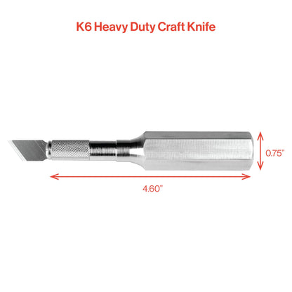 Excel Blades K6 Heavy-Duty Precision Knife – Hexagonal Metal Handle with Angled #19 Blade – Easy-Change Craft Knife for Cutting Thick Materials, Paper, Plastic and Wood - Made In USA