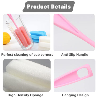Bottle Brush Sponge 8PCS Cup Washer Brush Long Handle Cleaner Brush for Baby Bottle Glasswares Mugs Cups Kitchen Clean (8 PCS)