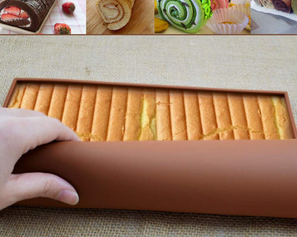 MURLNIY Silicone Cake Roll Maker,Silicone Baking Mat,Multipurpose Nonstick Pastry Mat, Swiss Roll Cake Mat Flexible Baking Tray Mold Baking-2pack(10''12'', Blue)