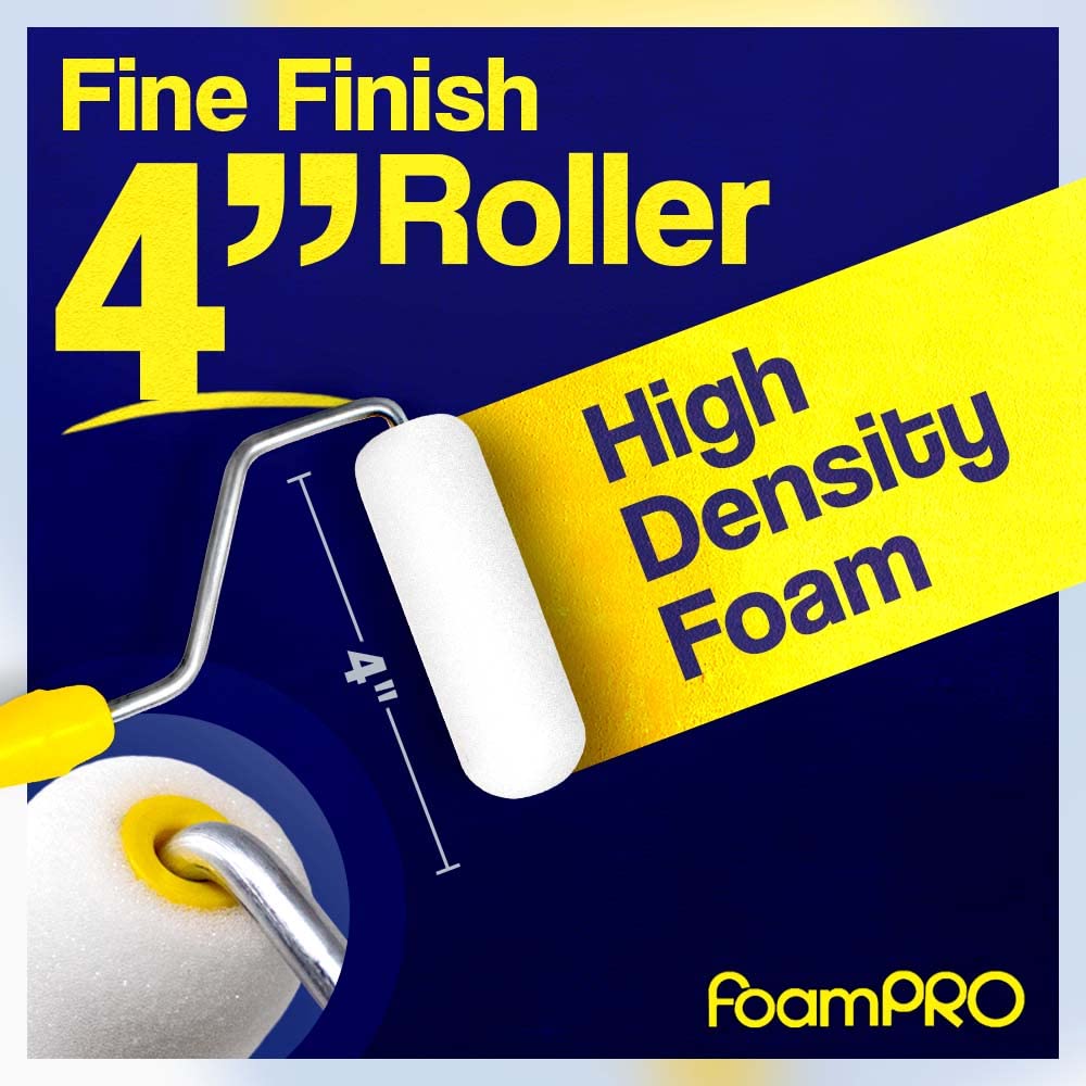 FoamPRO 163-P, 165-5 | 4” Fine Finish Foam Roller Refills (5 Pack) | Foam Paint Roller Covers | Home Painting Supplies & Paint Tools