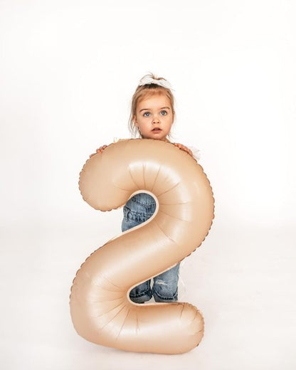 Light Brown Number Balloons - 40 Inch Tan 0 & Khaki 10-50 | Beige Birthday Party Decorations