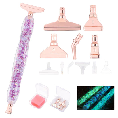 FOVIUPET 20pcs Diamond Painting Art Drill Pen Set, Resin Luminous 5D Point Drill Pen Tools with Metal/Resin Tips, Cross Stitch Diamond Rhinestone Beads Picker DIY Nail Art Embroidery Tools (Purple)