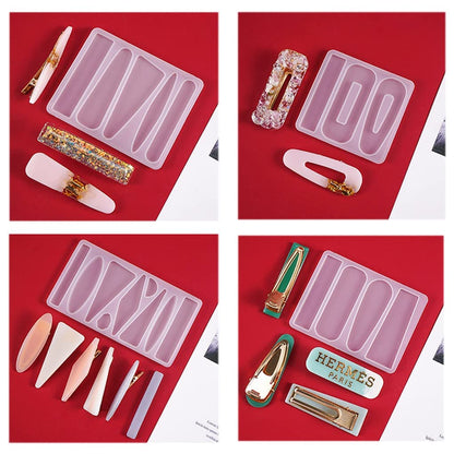 FineInno 10Pcs Barrette Resin Molds,DIY Hair Pin Casting Mold,Hair Clip Mold,Strip Silicone Molds,Jewelry Molds for Epoxy Resin,Hair Pin,Bookmark,Pendant