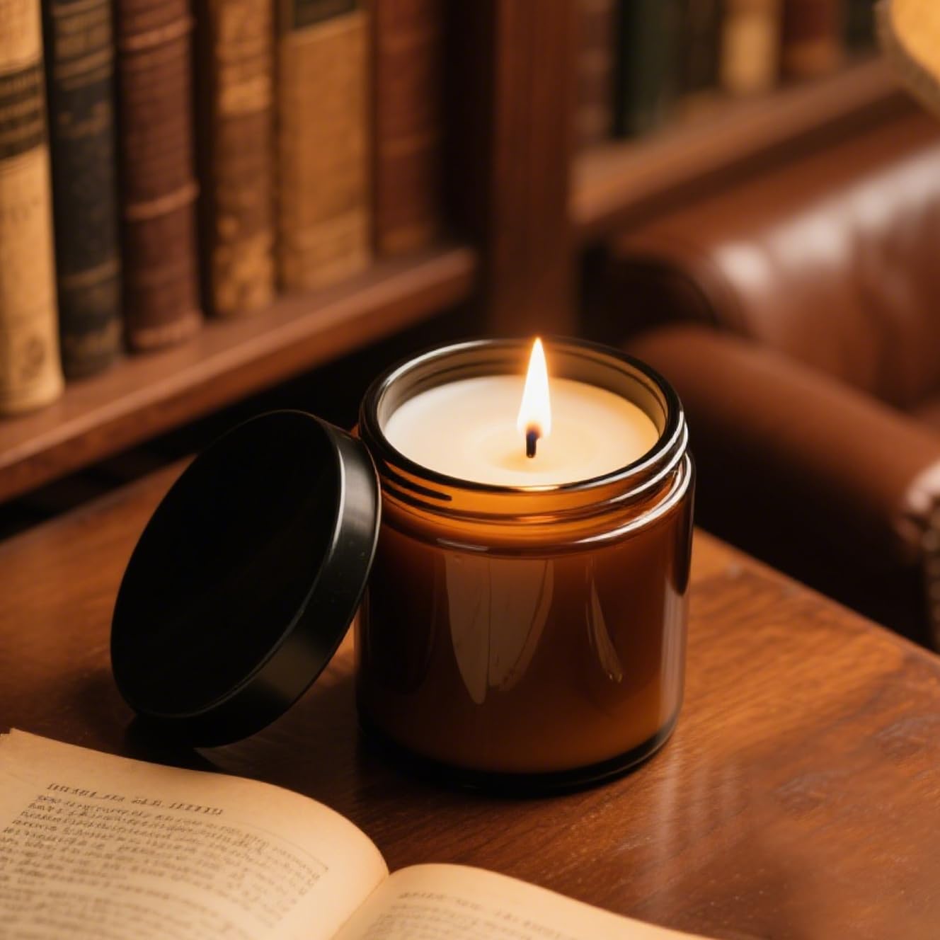 8oz, 4oz, 2oz and 1oz Amber Glass Jars with Lids, 8-Pcs Amber Jars with Inner Liners, Round Dark Jars for Making Candle, Cosmetice Container, Lotion Jar, with Sticker and 8p Spatulas