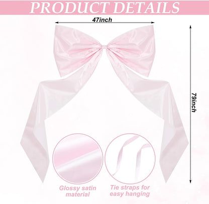 Wavwavw Giant Pink Satin Bow Decoration - 6.33 Ft Extra Large Oversized Gift Wrap for Weddings & Home Decor