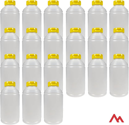 16oz pack 20 Pinnacle Mercantile Refillable HDPE Plastic Honey Bottles - Easy Squeeze, leak-proof, BPA-Free, and Made