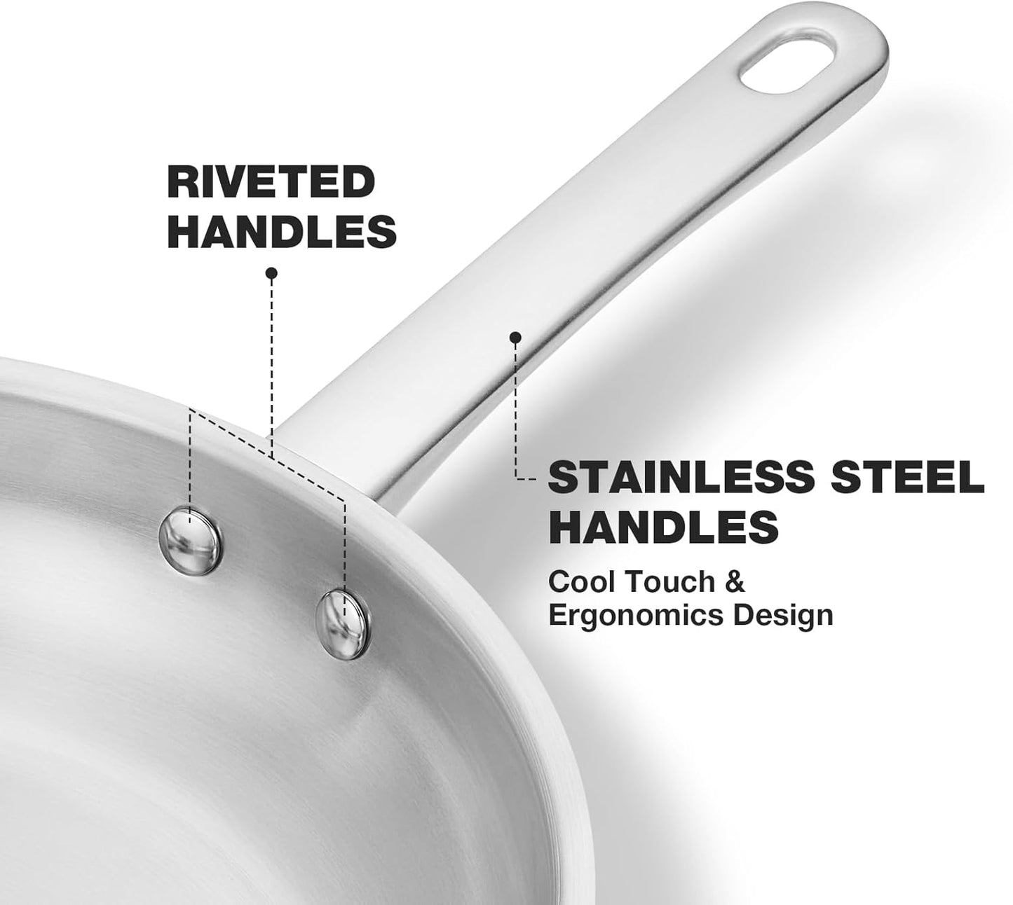 KOCH SYSTEME CS 8 Inch Stainless Steel Frying Pan, PFAS-Free Cooking Pan with Stay-Cool Handle