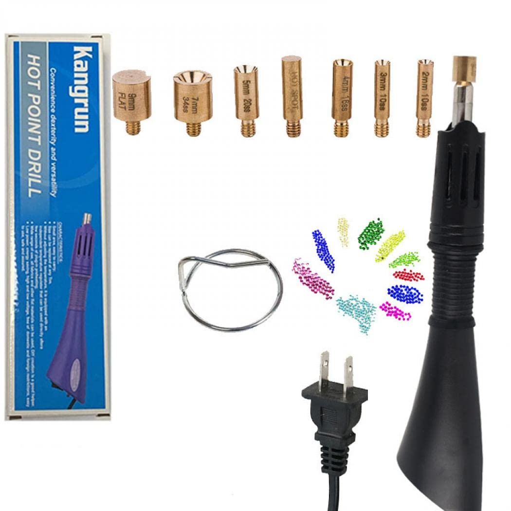 Hotfix Applicator, 7 in 1 Hot Fixed Wand Bedazzler Kit, Rhinestones Setter Wand Tool with 7 Different Tip Sizes, DIY Bedazzler Kit with Rhinestones with Support Stand (American standard (black))
