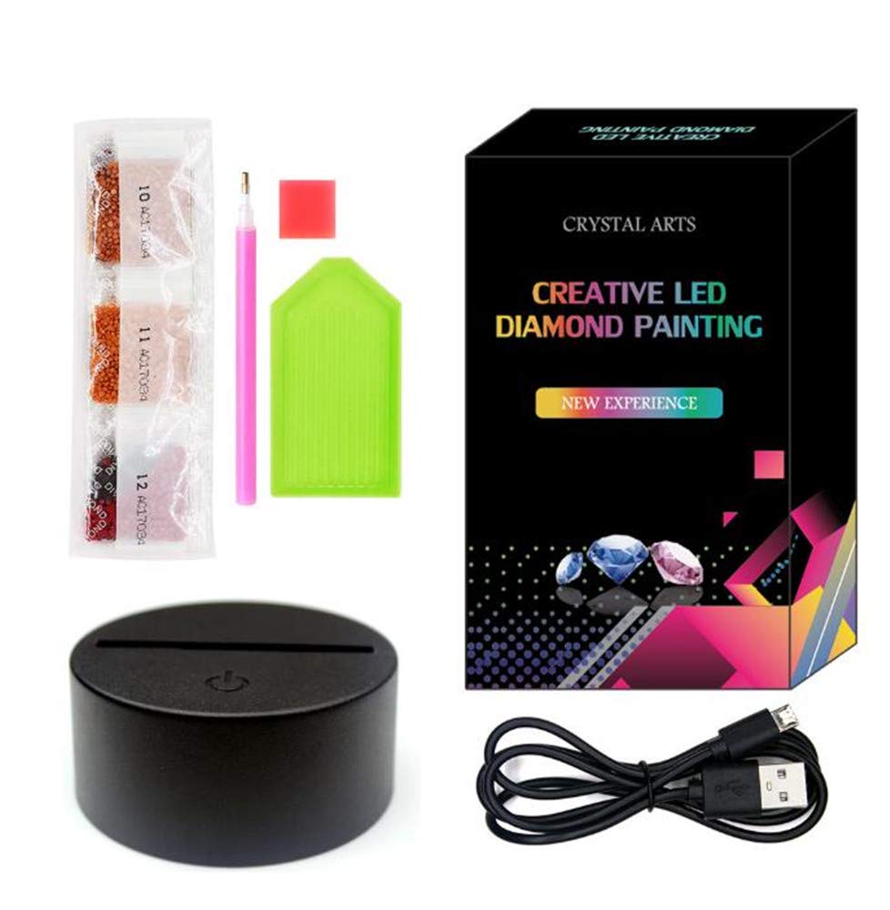 pigpigboss Diamond Painting Night Light Art Kit, Animal LED Night Lamp Paint with Diamonds Kit for Adult Beginner Home Room Desktop Holiday Decor