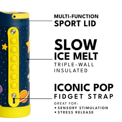 Elemental Iconic Kids Water Bottle for School - 100% Leak-Proof Insulated Water Bottles with Straw Lid & Pop-It Handle for Boys & Girls - Triple-Wall Insulated & BPA-Free, 14oz – Little Astronaut