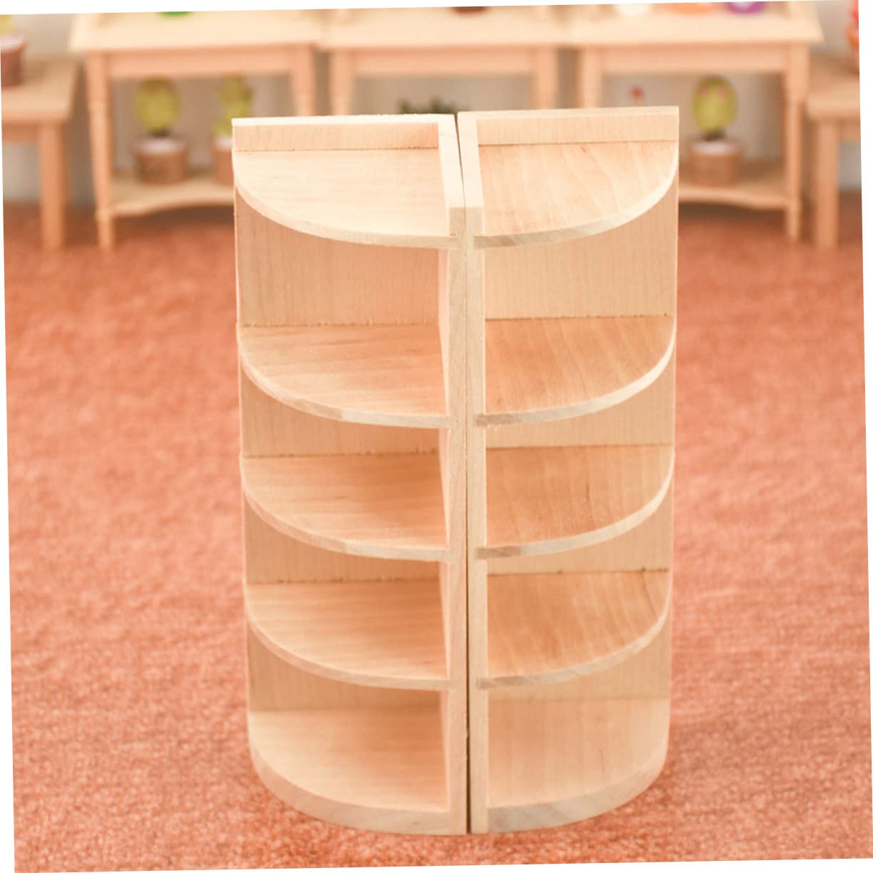 LIOOBO 1Pc Miniature Dollhouse Corner Cabinet Model Elegant Wooden Storage Shelf Accessory for Playhouse Decor Compact Design for DIY Mini Home Simulation