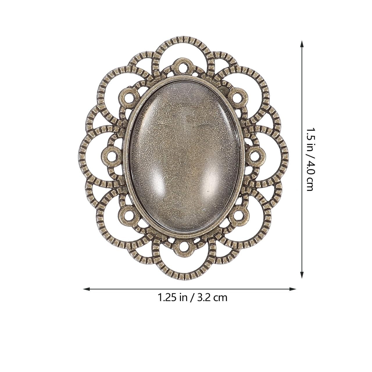 Healifty Vintage Brooch Base Bezels Kit with Dome 1.57X1.25 Inch Copper Pin Back Bottom Holder for DIY Jewelry Making Craft Oval Brooch Findings Tray