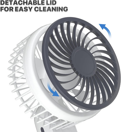 Mollie 3-Inch Mini USB Rechargeable Portable Handheld Fan, 3-Speeds Battery Operated for Travel, Camping, Office, Home