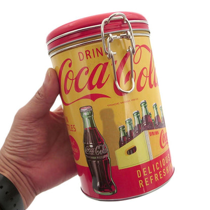 Distress Printed - Coca Cola Round Lock Top Lid with Clasp and Lock