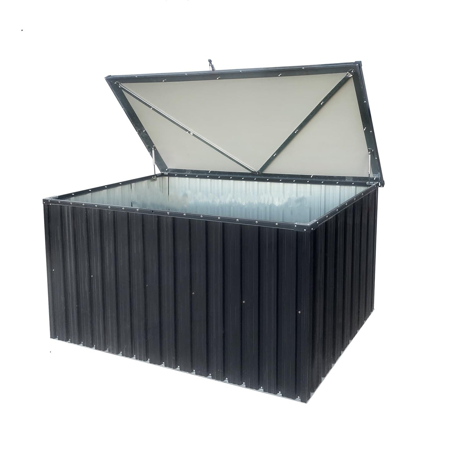 BouPower 215 Gallon Outdoor Storage Box,Waterproof Lockable Mental Deck Box for Patio Furniture Cushions Garden Tools