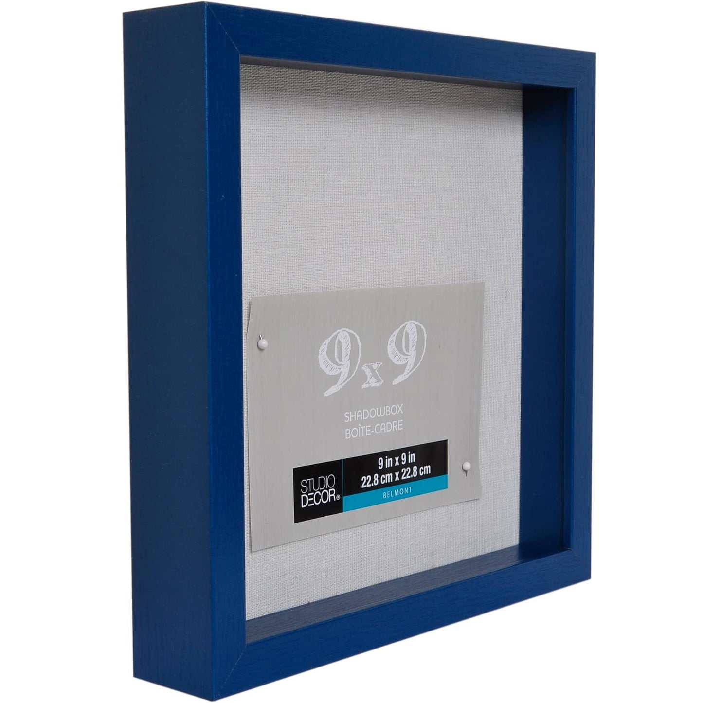 Studio Decor 9" x 9" Sapphire Blue Belmont Shadow Box - Includes Pre-Attached Hanging Hardware, Horizontal or Vertical Display - 1 Pack