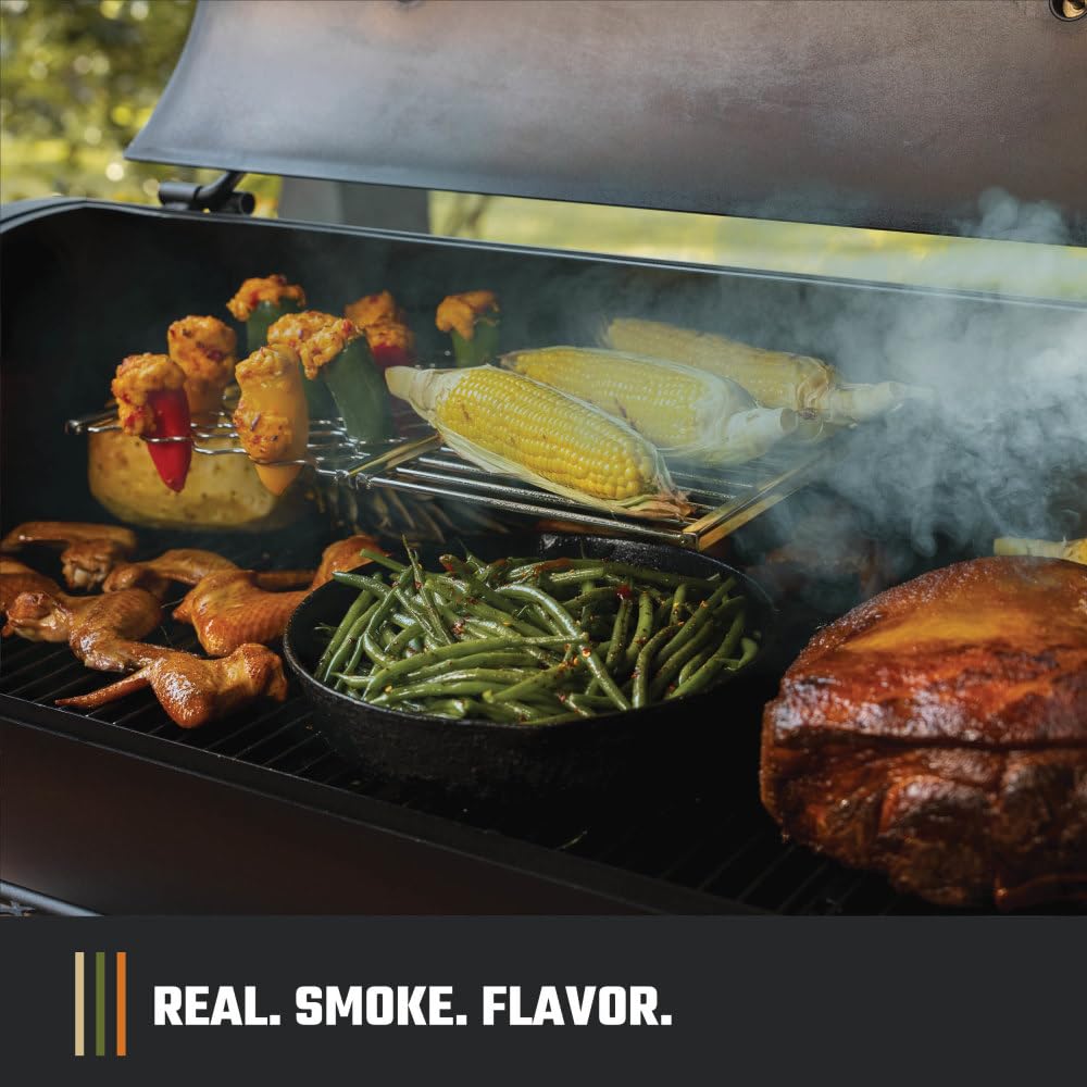 Oklahoma Joe's Highland Offset Reverse Flow Offset Charcoal Smoker and Grill With 1093 sq. in. Cooking Area in Black