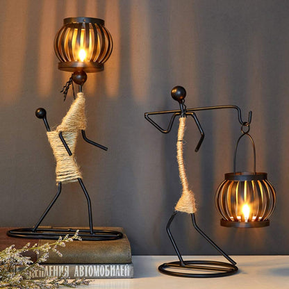 XILIN-1987 Candle Holderss Girl Shape Iron Candlestick Tabletop Decoration Cafe Candlelight Dinner Props Romantic Candlestick Decorative Candlestick (Size : B)