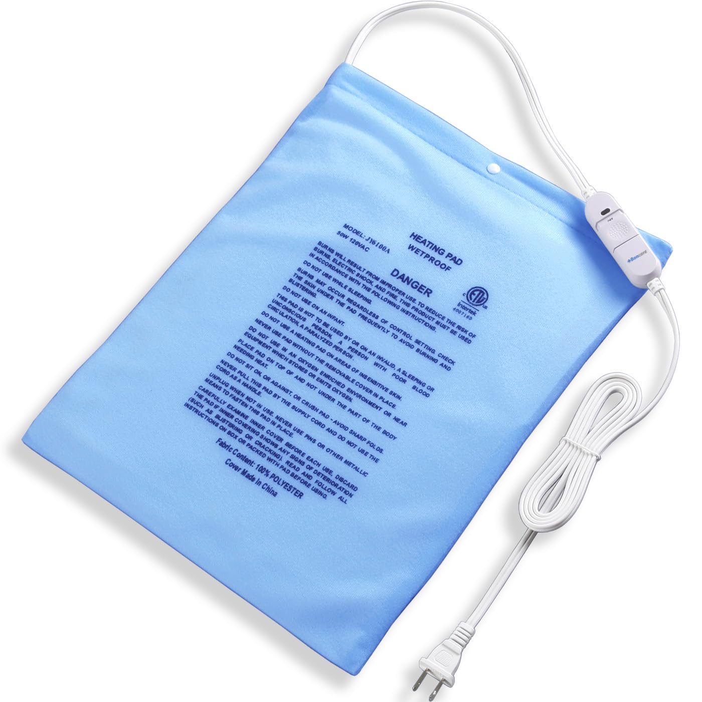Boncare Stay On NO Auto-Off Hot Heating Pad for Cramps and Back Pain Relief Boncare Fomentera Electrica Lumbar Moist & Dry Heat Washable Cover (Sky Blue) (12"x15", 1.00, Count)