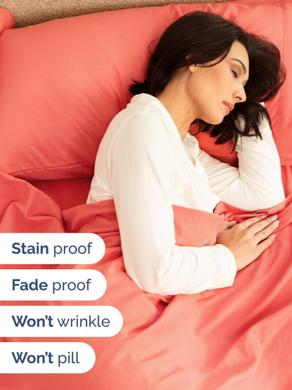 Skiennix Extra Deep Cal King Sheet Set - 6 Piece Breathable Cooling Bedding - Soft Wrinkle-Free Coral