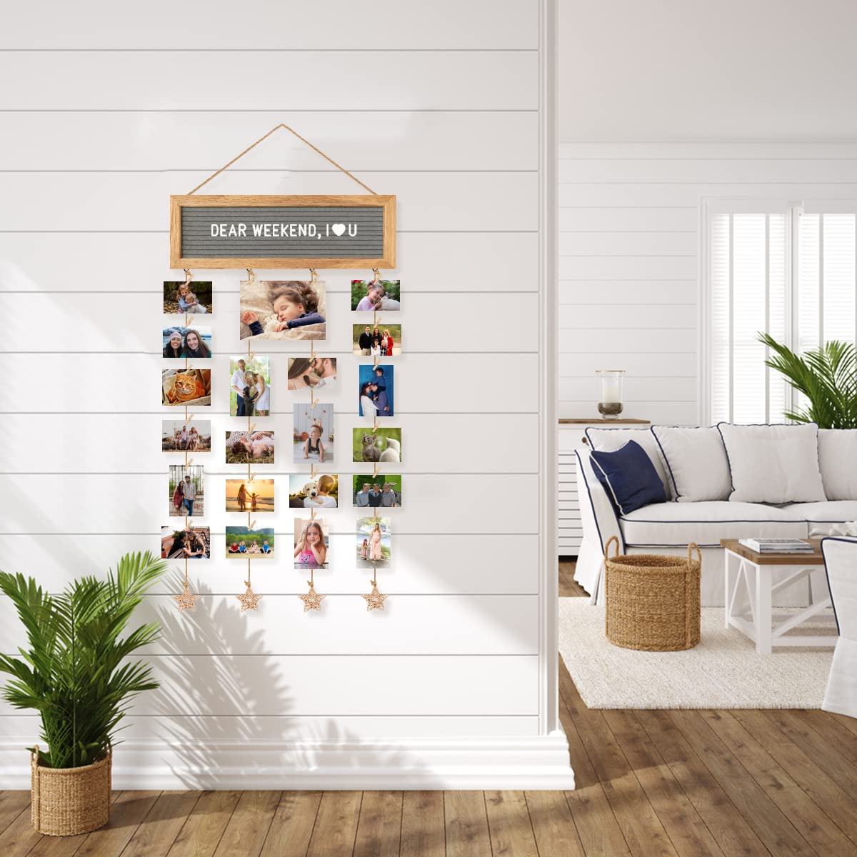 CJIAWYS Picture Frames Collage Wall Decor Hanging Photo Display Frame Felt Letter Board with 340 Letters and 30 Clips, Unique DIY Collage Picture Frames for Dorm Room Decor, Christmas Birthday Party