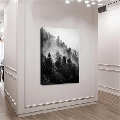 Forest Canvas Wall Art, Black and White Landscape Paintings Prints for Bedroom Living Room Decor (16x24in, Unframed)